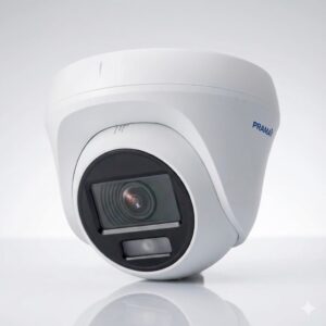 Prama PT-HTD70F0E-PF 2MP Full Color Night Vision Turret Camera with white plastic body."