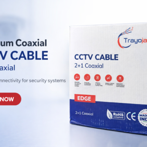 Trayojack CCTV Cable 2+1 Coaxial Premium Security Camera Cable with Enhanced Interference Protection and EC Grade Copper Wire