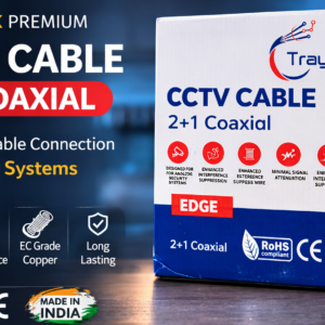 Trayojack CCTV Cable 2+1 Coaxial Premium Security Camera Cable with Enhanced Interference Protection and EC Grade Copper Wire