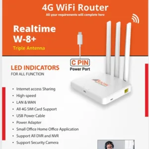 Realtime W8+ 4G Router with three antennas and LAN ports